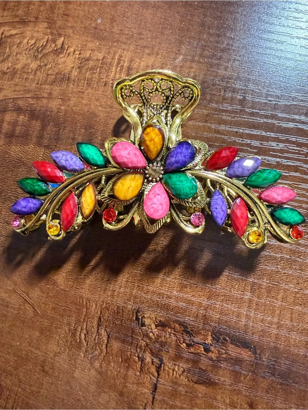 Multicolor Floral Leaf Crystal Hair Clip - Vintage Style